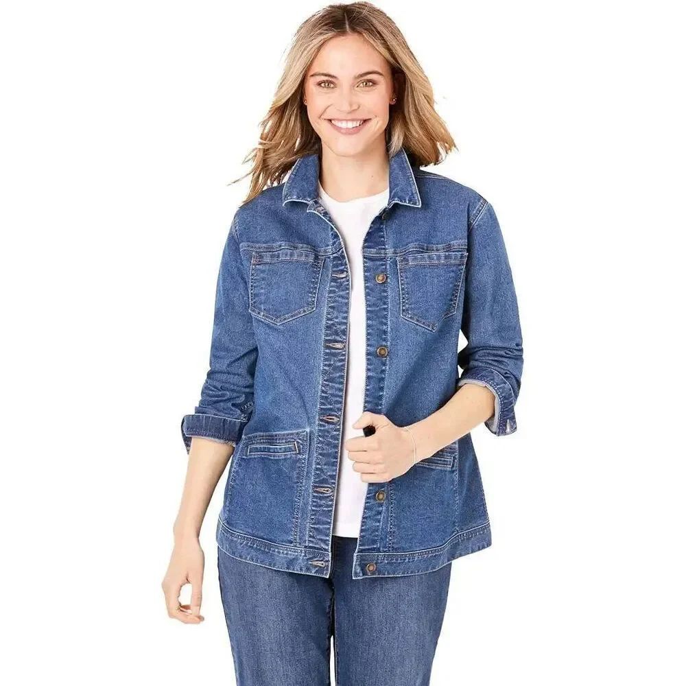 Woman Within 4 Pocket Denim Jean Jacket Sz. 14/16